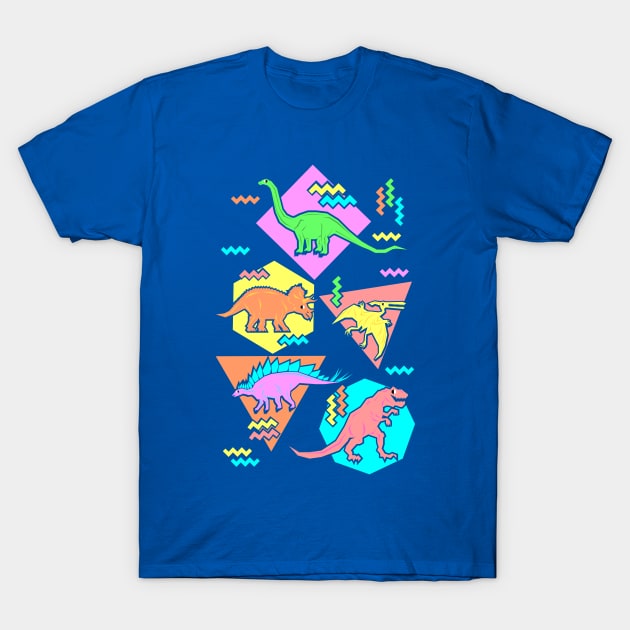 Nineties Dinosaur Pattern T-Shirt by chobopop